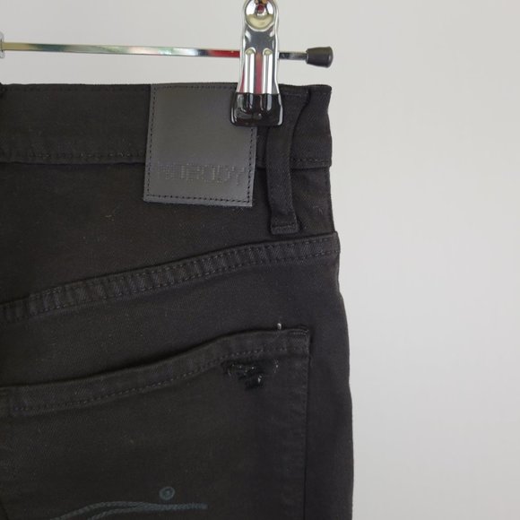 NOBODY Denim Belle High Rise Flare Crop Distressed Torn Jean, Black - Picture 10 of 15